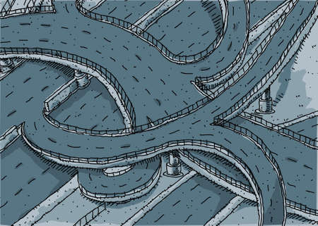 Empty cartoon highway intersection の写真素材