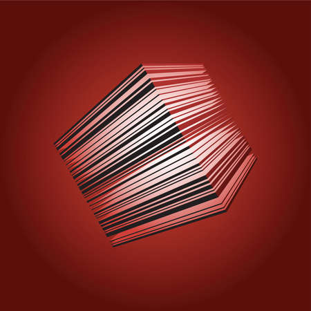 A striped, glowing cube lantern element.のイラスト素材