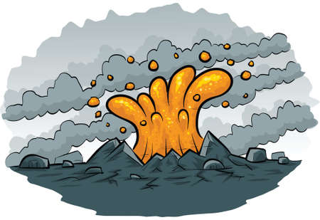 Cartoon lava spurts from the ground.のイラスト素材