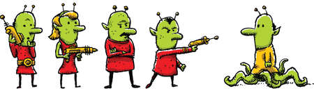 A group of Martians confront one who is not like their group.のイラスト素材