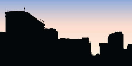 Skyline silhouette of the city of Oshawa, Ontario, Canada.のイラスト素材