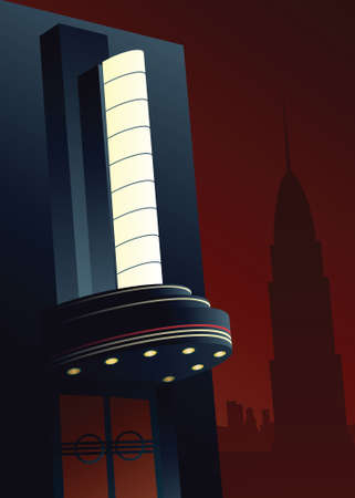 Illustration of an Art Deco movie marquee.のイラスト素材
