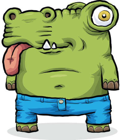 A green cartoon monster in a pair of tight jeans.のイラスト素材