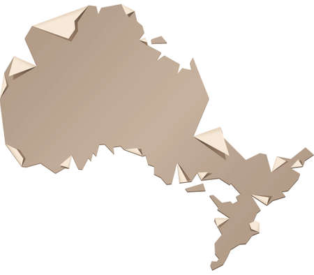 A torn and peeling paper map of the province of Ontario, Canada.のイラスト素材