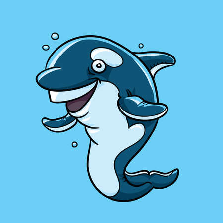 A friendly cartoon Orca under the water.のイラスト素材