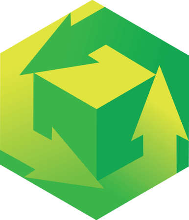 Cartoon icon encouraging recycling and reuse.のイラスト素材