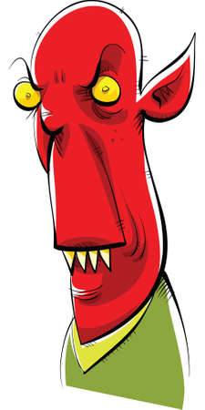 An angry, red cartoon alien.のイラスト素材