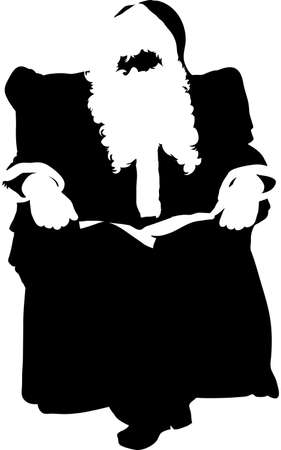 Silhouette of Santa Claus sitting on a chair.のイラスト素材