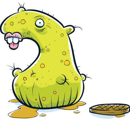 A green monster emerges from an open sewer.のイラスト素材