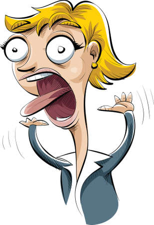 A cartoon businesswoman reacts with shock.のイラスト素材