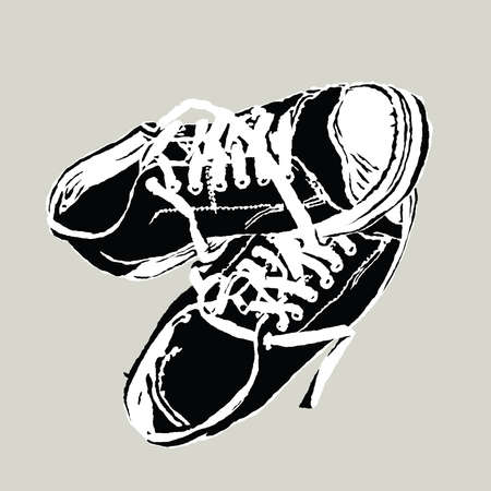 Illustration of a pair of old shoes.のイラスト素材