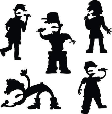 A cartoon set of male pop singers and rap artists. のイラスト素材