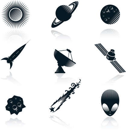 A collection of outer space icons.のイラスト素材