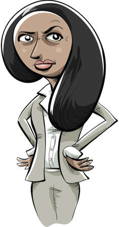 A stern cartoon businesswoman with her hands on her hips.のイラスト素材