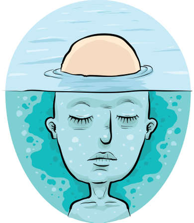 A peaceful person meditates quietly under water.のイラスト素材