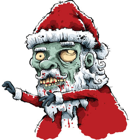 Cartoon zombie Santa with blood on his white beard.のイラスト素材