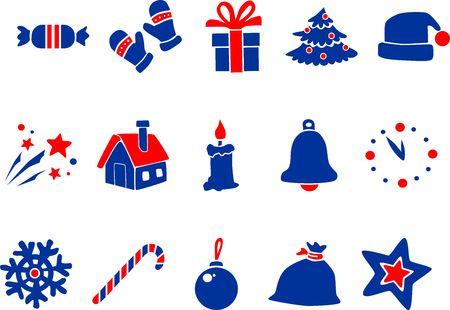 blue red new year iconsのイラスト素材