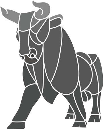 vector bull patchwork symbol of the yearのイラスト素材