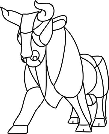 vector bull outline patchwork symbol of the yearのイラスト素材