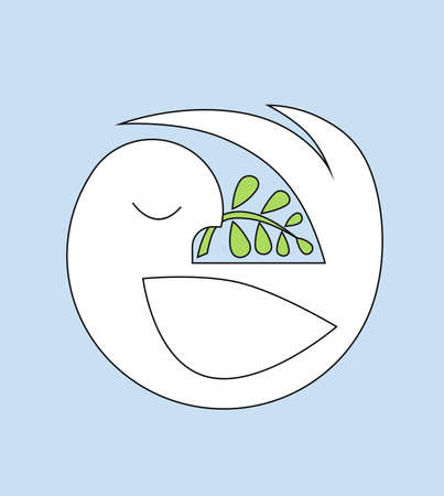 illustration of a white dove of peace with an olive branchのイラスト素材