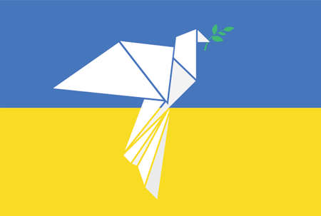 illustration of a white paper dove of peace with an olive branchのイラスト素材
