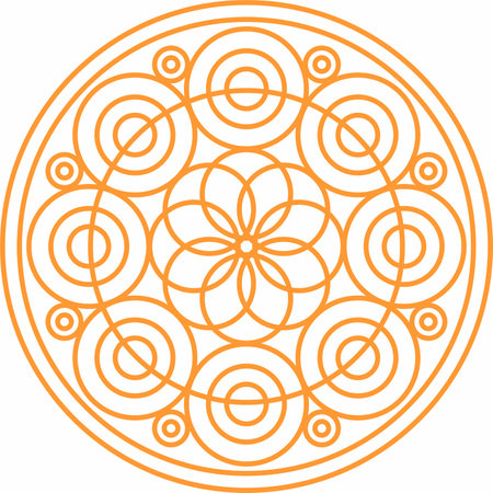 Mandala circles symmetrical outline pattern yoga vectorのイラスト素材