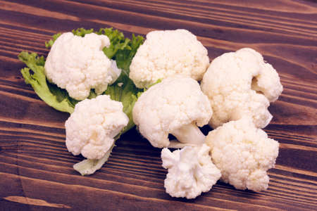 cauliflower with lettuce and green onionsの写真素材