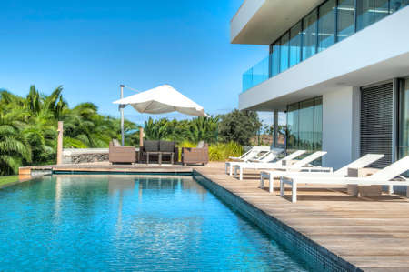 Luxury white villa with pool