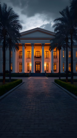 Palm trees and building of the Ministry of Foreign Affairs of Kazakhstanの素材