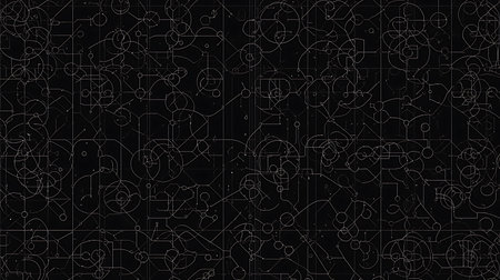 Seamless pattern of geometric shapes on black background. Vector illustrationの素材