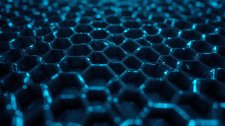Blue hexagon background, 3d rendering. Computer digital drawing.の素材