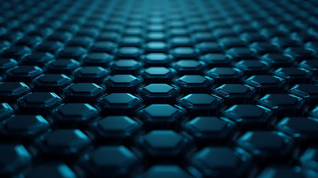 Dark blue hexagons background. 3d rendering, 3d illustration.の素材