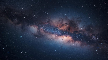 Milky way galaxy with stars and space dust in the universe.の素材