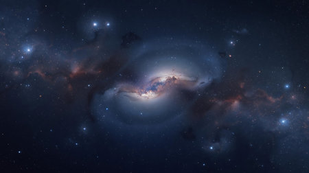 Night sky with stars and nebula. Elements of this image furnished by NASAの素材