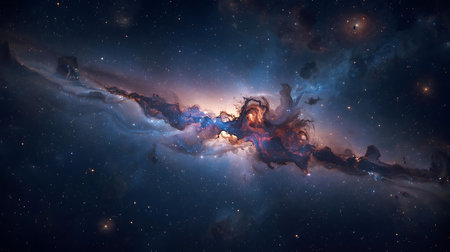 Nebula and stars in deep space. Science fiction art.の素材