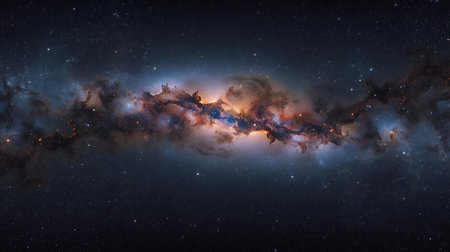 Night sky with stars and nebula. Elements of this image furnished by NASAの素材