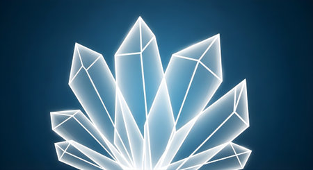 Illustration of a crystal on a blue background. 3d renderingの素材