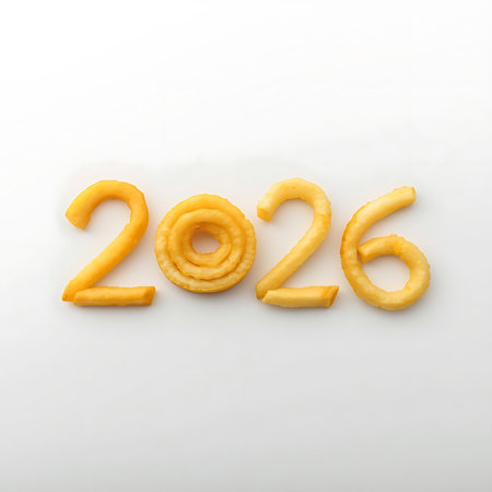 2026 Number made of cookies on white background.の素材