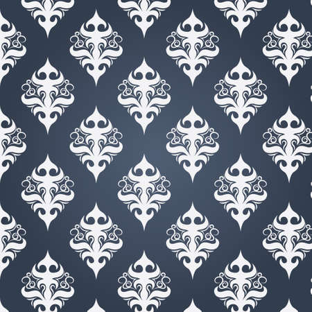 White vintage pattern on a dark background  Curves lines  seamless ornament texture  の写真素材