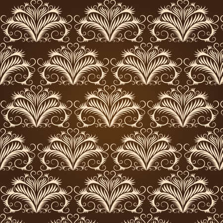 Beige vintage pattern on a brown backgroundのイラスト素材