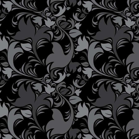 Floral vintage dark gray background  Black color のイラスト素材