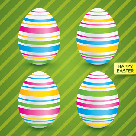 Easter white eggs with colorful patterns (collection). set of textured eggs (decoration). Gradient on eggs (icons).のイラスト素材