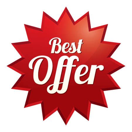 Best offer tag (vector). Red sticker. Icon for sale.のイラスト素材