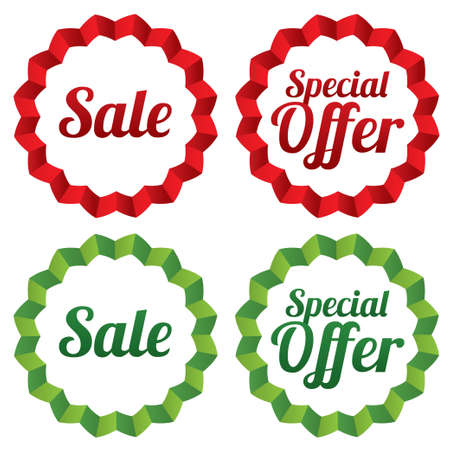 Sale tags collection (vector). Red stickers (special offer set). Icons for shops.のイラスト素材