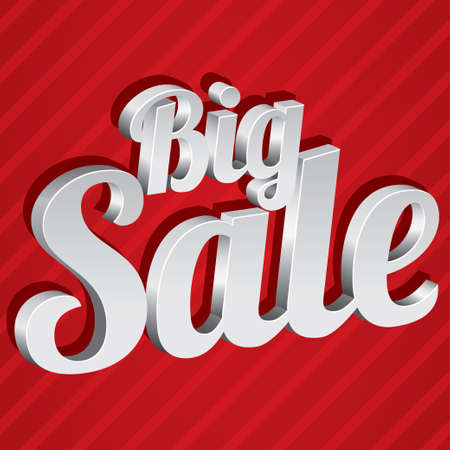 Big sale tag (vector). Silver 3d sticker. Icon for special offer.のイラスト素材