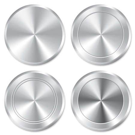 Metallic buttons template set. Vector round stickers. Realistic icons. Isolated on white background. Templates for appのイラスト素材