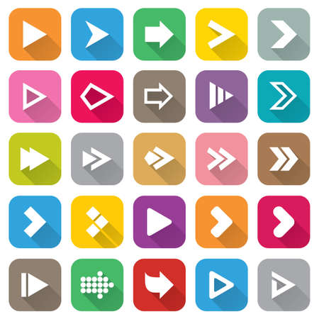 Arrow sign icon set. Flat icons for Web and Mobile Applications. 25 metro style buttons. Isolated on...