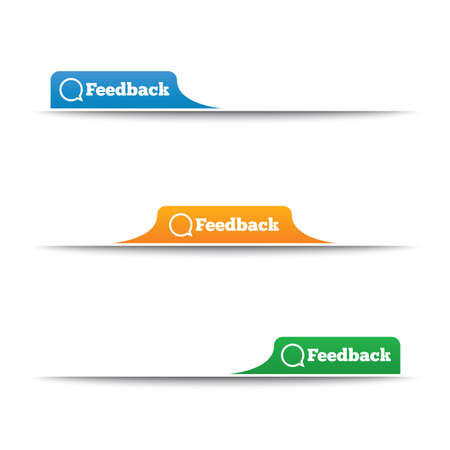 Feedback labels. Feedback tags on the page. Feedback tab. Speech bubble. Vector illustration.のイラスト素材