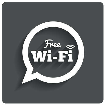 Free wi-fi icon. Wifi speech bubble. Wireless Network symbol. Wifi zone. Flat icons. Vector.のイラスト素材