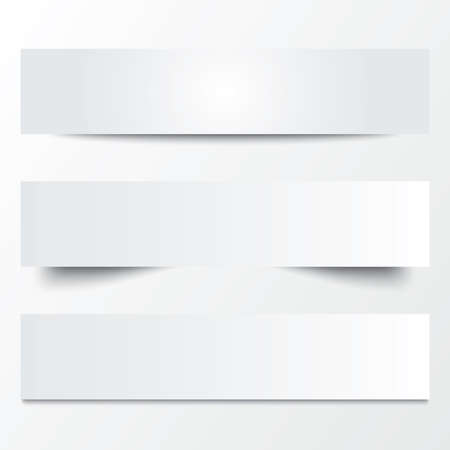 Paper templates. Collection of white note papers with shadows. Paper separators, dividers. Page delimiters. Vector illustration.のイラスト素材